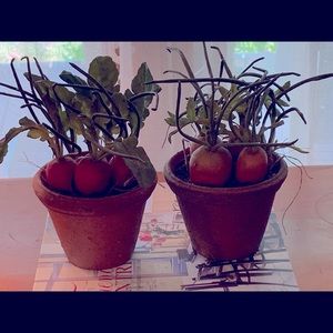 Set of carrot and radish “plants”